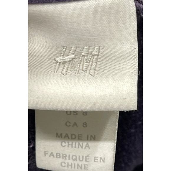 HM Midi Dress Womens Size 8 Purple Floral Button Up Short Sleeve FAIR CONDITION - Picture 5 of 7